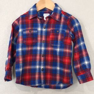 Carter's Baby Boys Sz‎ 24M Plaid Flannel Button Up Shirt 100% Cotton